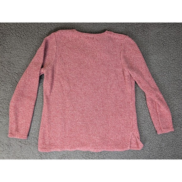LL Bean Women’s Knit Sweater Red 100% Cotton Marled Tight Knit Cabincore Sz L - Picture 8 of 10